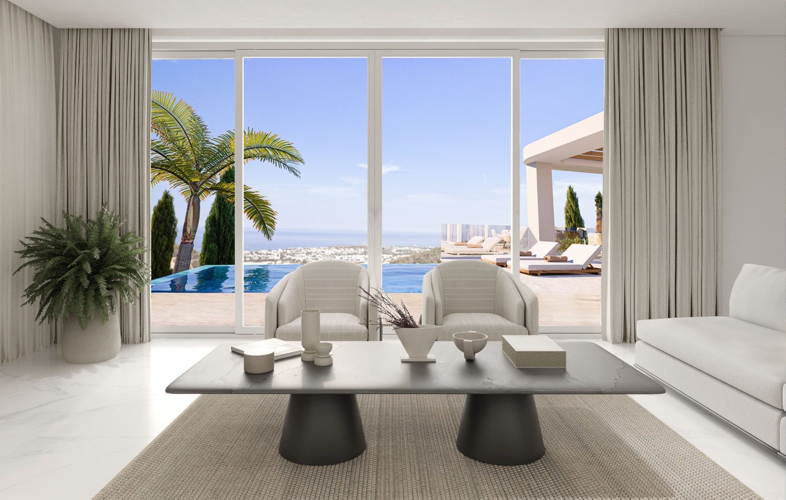 Karmi Villas — deniz manzaralı salon
